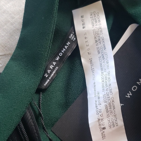 Zara new green short sleeves choker neck tunic dress size L - Picture 6 of 6